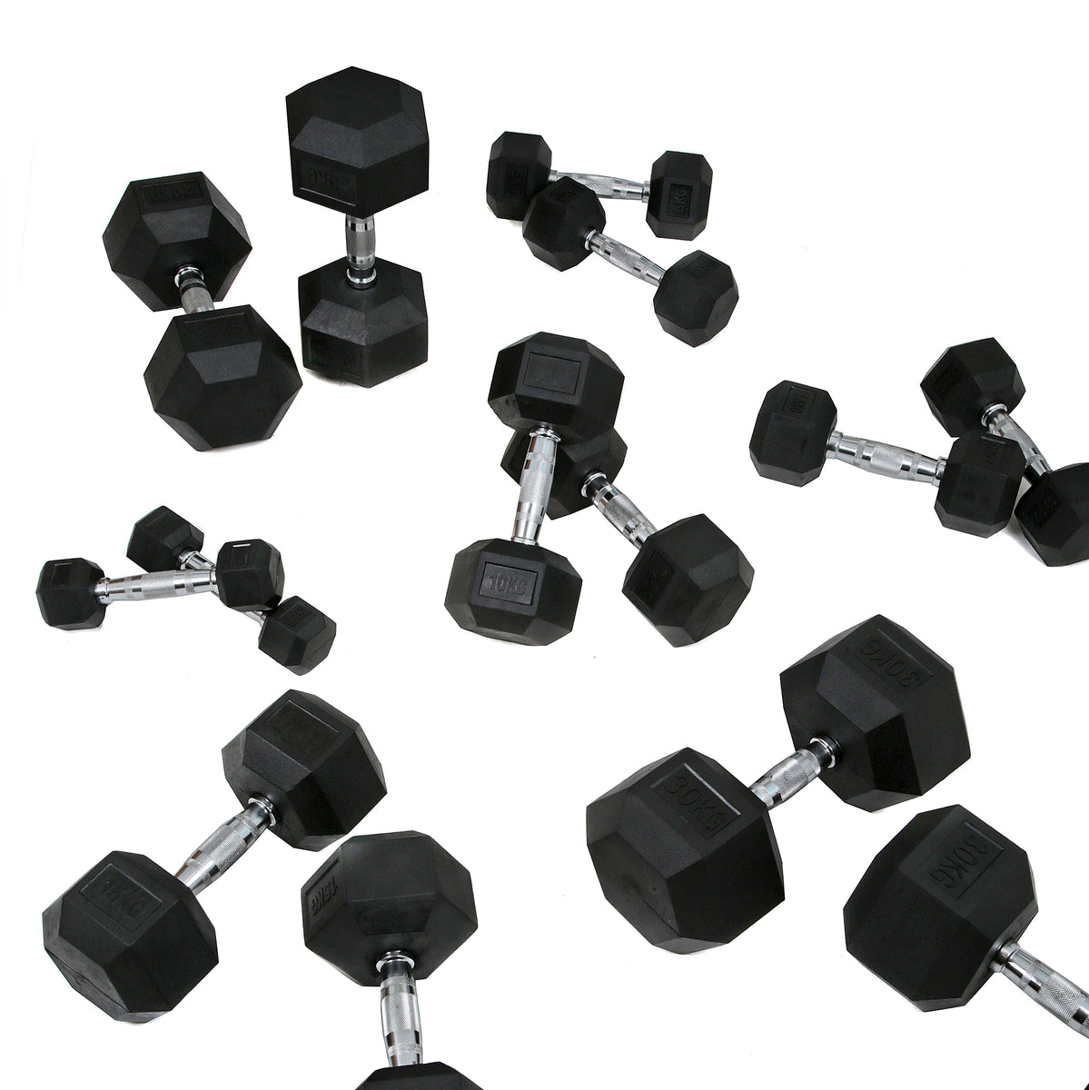 Rubber Hex Dumbbell Bundles FitSupplies