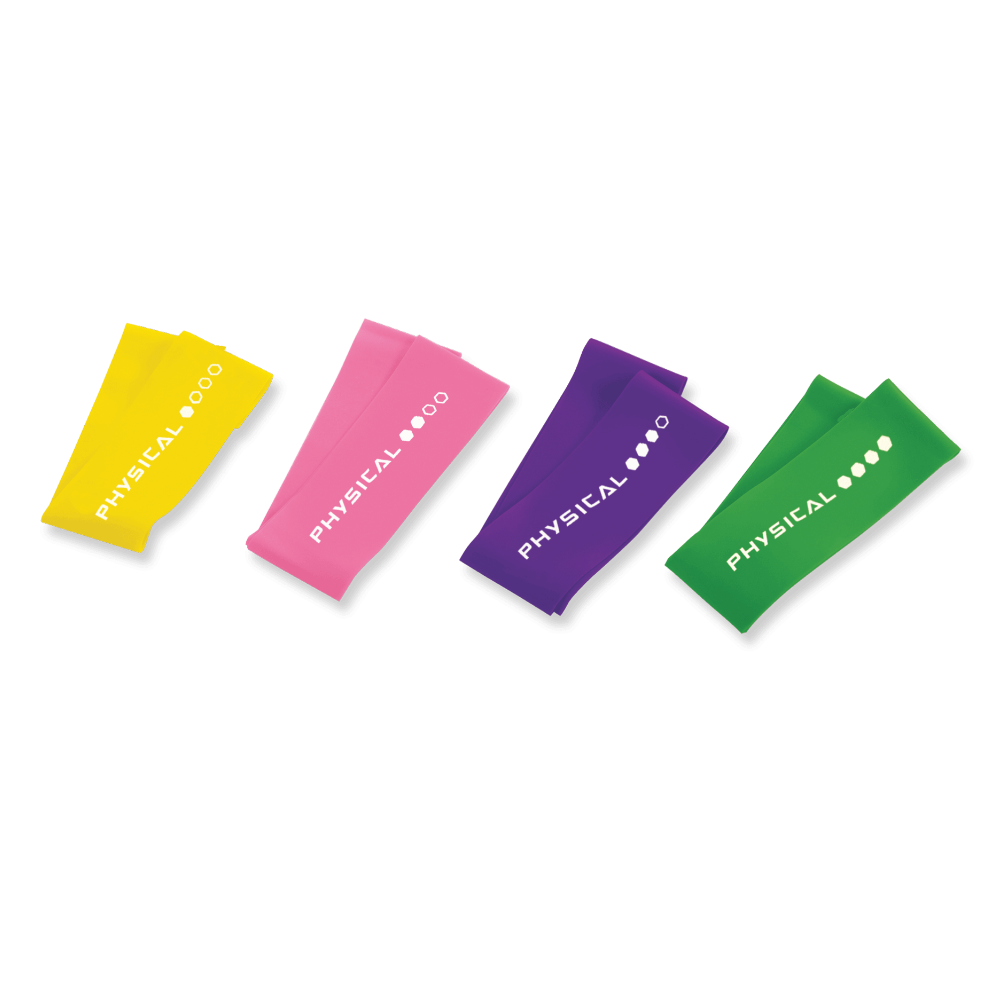 Set of four resistance bands in an assortment of colours